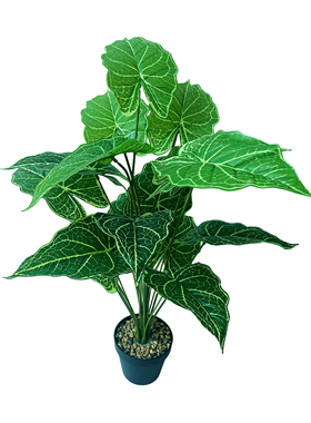 仿真绿植小盆栽假花摆设家居软装办公桌面装饰品海芋叶盆景摆件