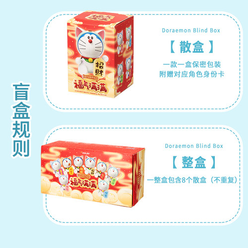 哆啦a梦福气满满盲盒招财猫公仔叮当猫手办可爱创意收藏礼物摆件 - 图2