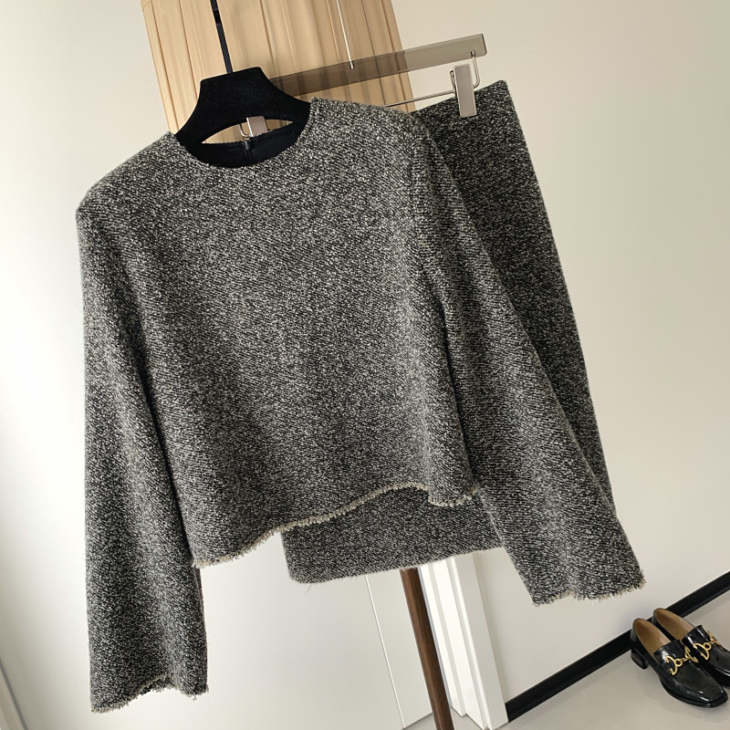 高级感小香风~羊毛呢混纺气质圆领短外套上衣+半身裙时尚套装女,淘宝优惠券,粉丝福利购,淘宝优惠卷