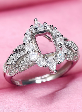 轻奢豪华戒指托空托925纯银戒托