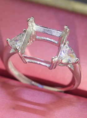 正方形冰花切戒托戒指空托雷迪恩