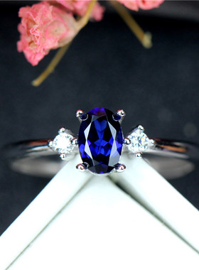 皇家蓝宝石戒指饰品带50时尚纯银