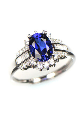 蓝色原创设计风纯银镶嵌活口戒子