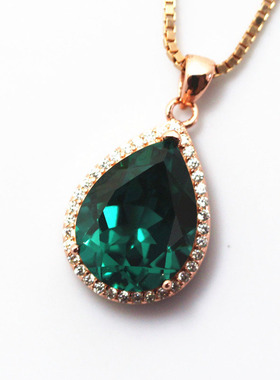 巴西彩色宝石全净旺夫绿碧玺吊坠