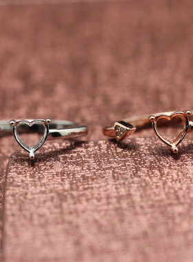 一箭穿心diy戒指空托18k金男女款