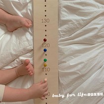 ins Han-simple solid wood baby height measuring ruler original birch wood material Childrens bedroom room decorated wall decoration