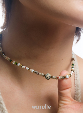 wumulle 斑点星球天然石串珠项链中古小众百搭颈链复系饰品自制