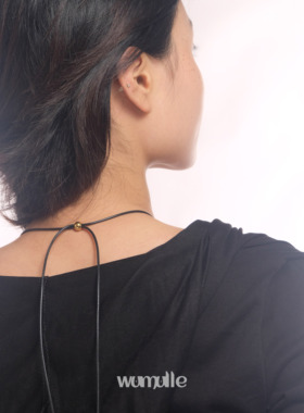 进口极简天然斑点石可调节黑绳