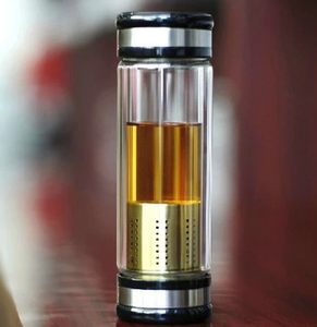 双头带盖 春道双层水晶玻璃口杯茶杯 茶水分离杯泡茶师 包邮