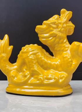 黄色金色30厘米大号小号全套十二生肖陶瓷摆件厂家直销包邮特价牛