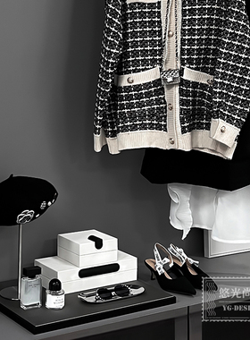 轻奢黑白衣帽间服饰包包香水帽子