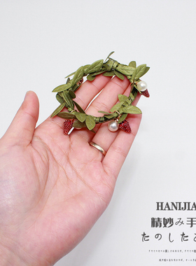 树藤森系手工头绳女草莓珍珠铃兰花发圈气质韩国扎头发橡皮筋发绳