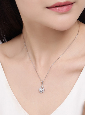 PT950铂金天使项链女钻石吊坠