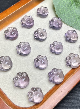 天然紫水晶雕刻猫爪手工diy手链项链吊坠步摇发簪耳饰配饰散珠