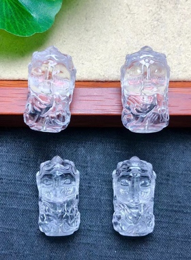 天然白水晶雕刻度母手工DIY手链项链吊坠包挂手排水晶饰品配饰