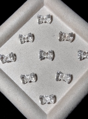 天然白水晶蝴蝶结雕刻手工DIY手链项链串链水晶配件挂件饰品滴溜