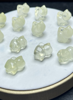 天然黄水晶无脸猫手工diy手链项链吊坠步摇手机链滴流配饰