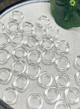 天然白水晶方跑环雕刻件手工DIY水晶桶珠配手链串链项链吊坠男女