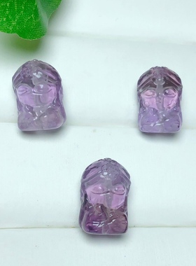 天然紫水晶雕刻度母手工DIY手链项链吊坠手机链包挂饰品配饰