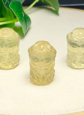 天然黄水晶雕刻度母手工DIY手链项链吊坠流苏车挂水晶饰品配上