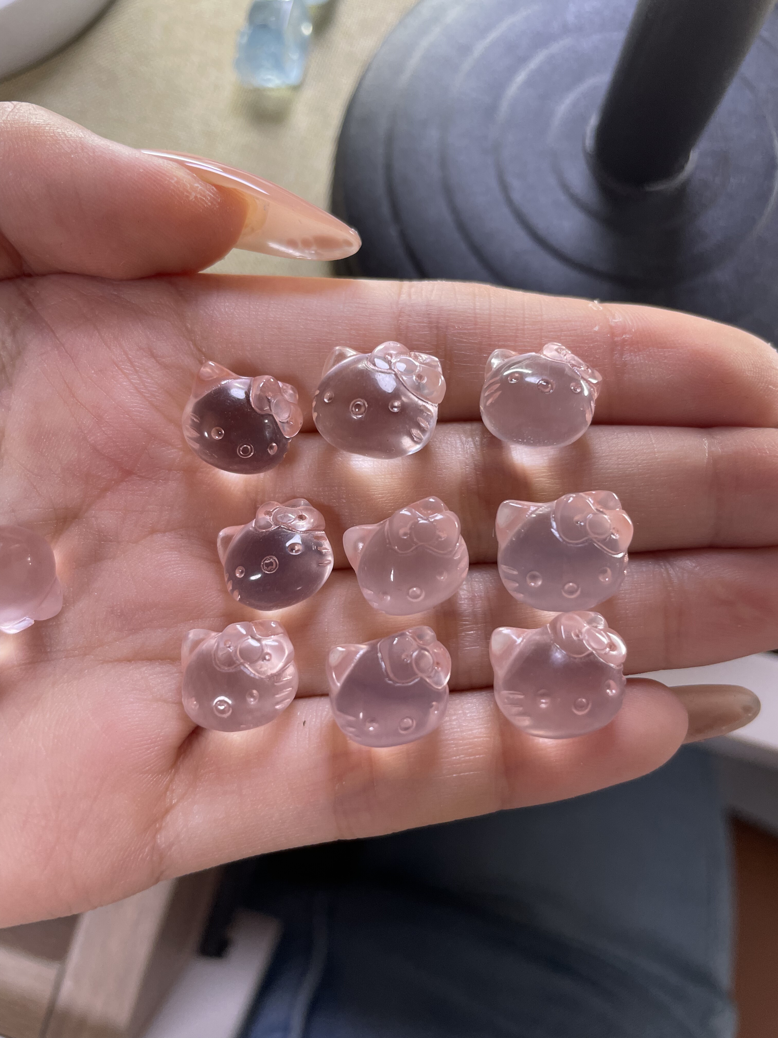 天然粉水晶KT猫雕刻件手工DIY手链项链车挂件钥匙扣配件饰品,淘宝优惠券,粉丝福利购,淘宝优惠卷