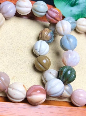 天然阿拉善玛瑙雕刻南瓜珠手链男女皆可简约时尚水晶手串饰品配饰