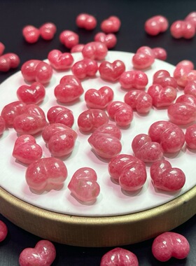 天然蔷薇石屁桃爱心雕刻件手工DIY手链项链串链配饰饰品配件挂件