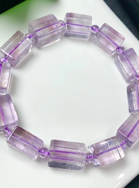 天然薰衣草紫水晶桶珠手链男女皆可简约时尚水晶手串饰品礼物配饰