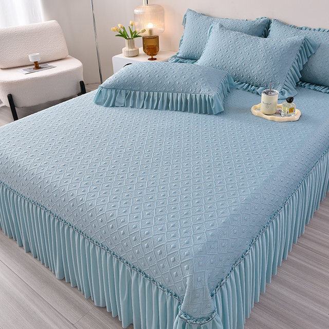 New ice silk mat three-piece iced bean bed sheet skirt