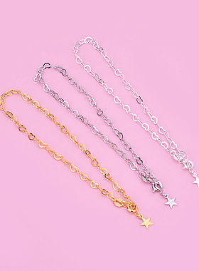 简约百搭爱心链心形链脚链纯银