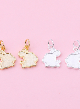 925纯银饰品配件 奔跑小兔子吊坠  手链项链个性可爱diy挂件配饰