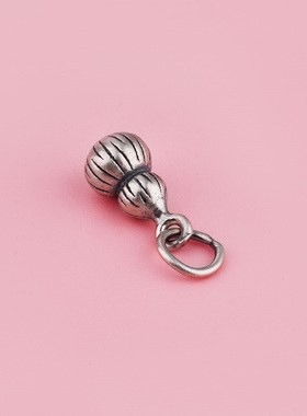 新款S925纯银复古葫芦吊坠手工DIY编绳手链手绳挂坠配件银饰品