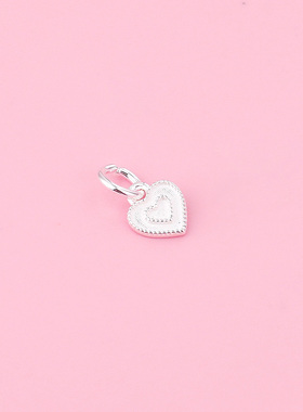 S925纯银饰品   双层爱心吊坠  DIY手工配件挂件复古项链手链吊坠