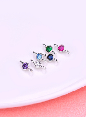 韩版挂坠纯银镶嵌锆石手工DIY