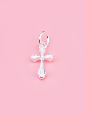 S925纯银十字架挂件吊坠手工diy手链项链耳环首饰品配件银饰材料
