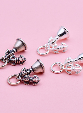 手工DIY饰品材料配件坠子925纯银复古法器连体金刚杵泰银吊坠挂件