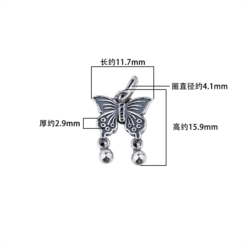 S925纯银泰银  蝴蝶吊坠流苏 手工DIY饰品材料首饰配件 - 图3