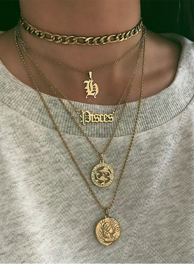 BOHOMOON星座项链女金币圆盘