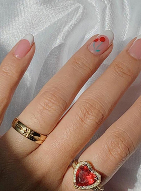 欧美风红宝石戒指周雨彤同款爱心