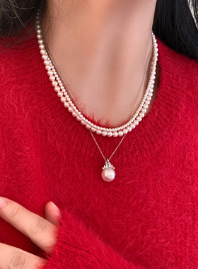 野草莓/冰雪女王   龙心同款重工珍珠水钻皇冠项链耳环套装经典款