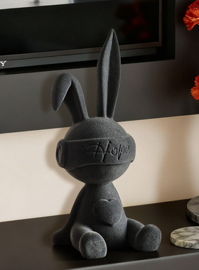情绪稳定坐姿兔子摆件客厅轻奢高档电视柜酒柜装饰品乔迁新居礼物