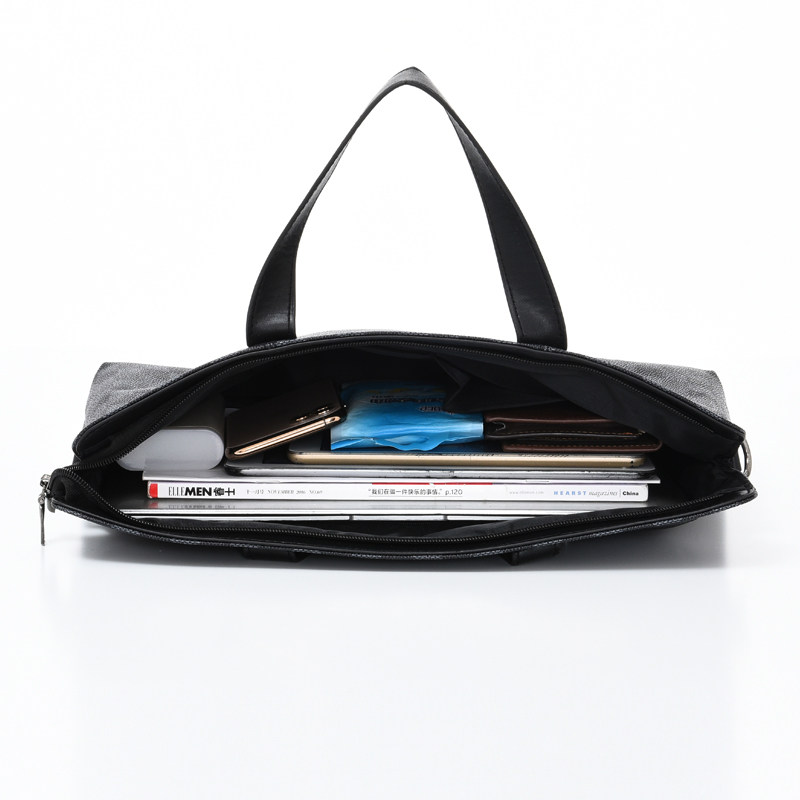 欧美格子手提包商务休闲横款文件包 伯莱尼男士包袋