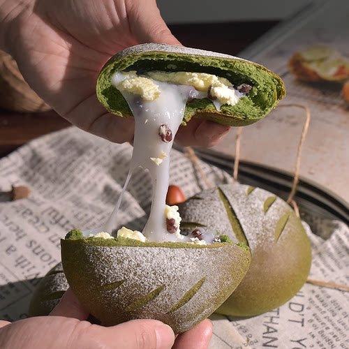 厨男小栈 抹茶红豆麻薯奶酪米面包手作欧包早餐点心代餐零食糕点 - 图1