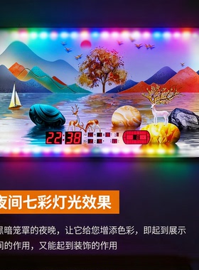 万年历卫星对时电子钟客厅超薄轻奢时尚挂钟插电式数码装饰画新款