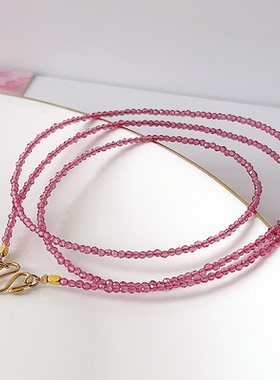 粉水晶男女佛牌链，锁骨链