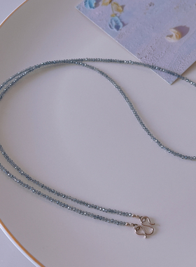 纯银男女超美冰蓝水晶佛牌链