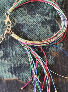 端午节五彩手绳男女通用包邮大小可调节手工编绳手链手串项链