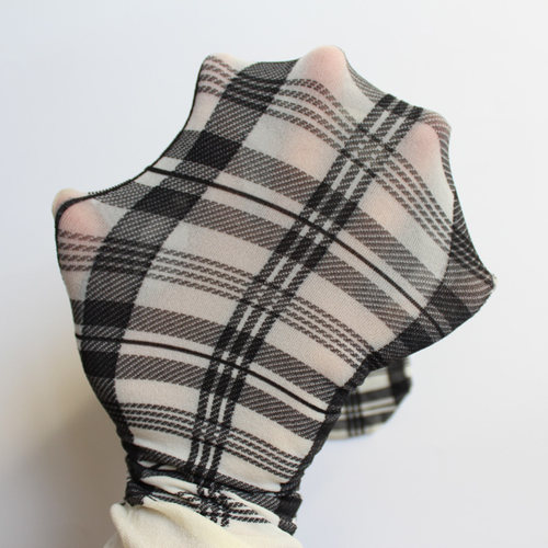 黑白色英伦制服风学院JK天鹅绒春秋裤100D微透肉连裤袜横格方块格 - 图2