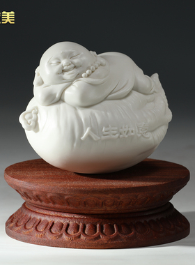 微美实木圆形底座佛像观音菩萨莲花座摆件托架家用加高财神供奉台