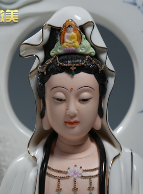 微美陶瓷收藏竹林佛像禅意风摆件